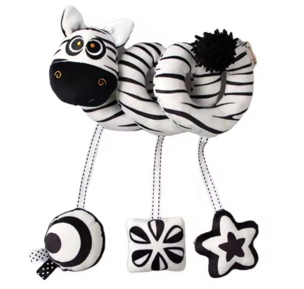 Senzorická hračka/hrazda - kontrastní spirála - Zebra, černá/bílá, Aipinaqi